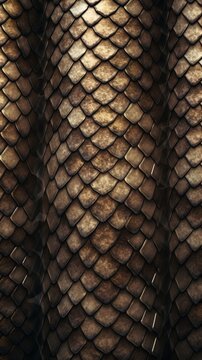 Snake skin textured background. Lizard, fish, reptile scales. Concepts of texture, luxury materials, exotic leather, detailed close up, wildlife, and natural patterns. Vertical