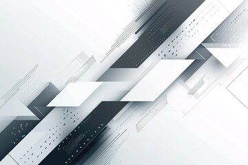Technology banner design with white and grey arrows. Abstract geometric vector background
