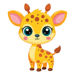 baby giraffe cartoon on white