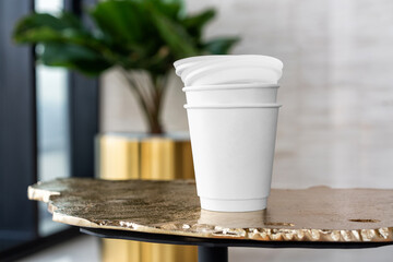 White blank paper coffee cup mockup design