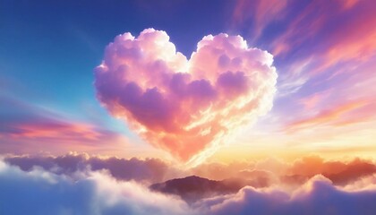 Heart shaped cloud on a blue sky. Valentine's day concept.	
