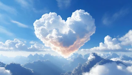 Poster Heart shaped cloud on a blue sky. Valentine's day concept. © adobedesigner