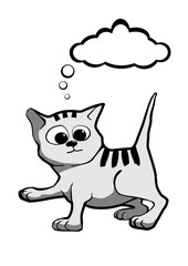 Cartoon cat with thought cloud 03