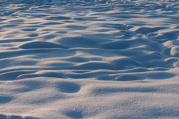 Shiny surface of snow in sunny weather.