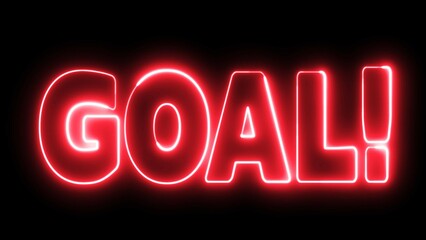 Goal text font with neon light. Luminous and shimmering haze inside the letters of the text Goal. Goal neon sign. 