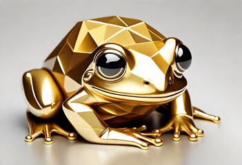 golden frog statue on transparent background