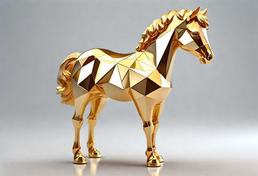 golden horse statue on transparent background