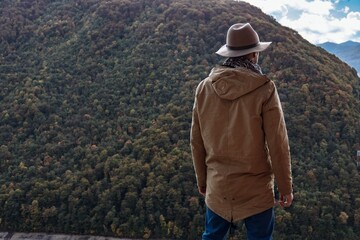 Fototapeta na wymiar Traveler Background Famous Piva Canyon With Its Fantastic Reservoir