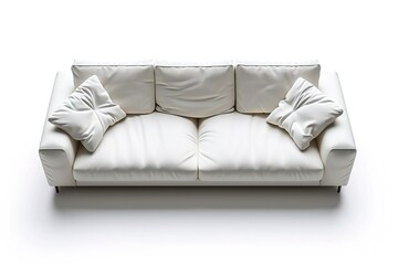 Fototapeta na wymiar modern white sofa 3 seat on white isolate background. top view.