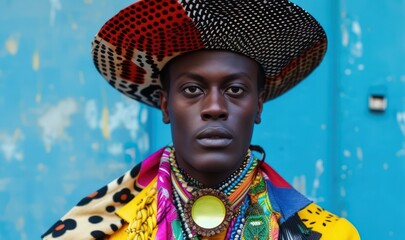 portrait of black man in vivid attire and accessories