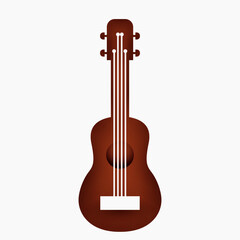 Guitar silhouette isolated on white background. String musical instrument in modern creative paper layer style. Vector minimal illustration.