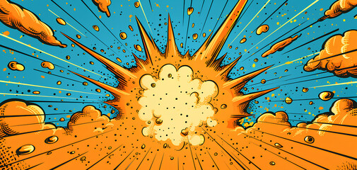 exploison effect comic art style background - Powered by Adobe
