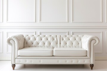 Sofa in front of a white cropped wall.