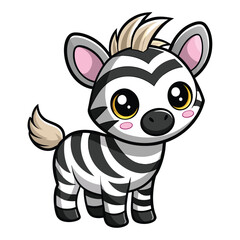 cute baby zebra cartoon on white background