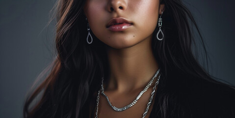 Young model wearing silver jewelry