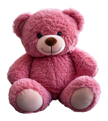 Adorable cute pink teddy bear, cutout design isolated on transparent background, generative ai
