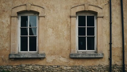 Fototapeta na wymiar Windows Adorning the Facade of an Old Building