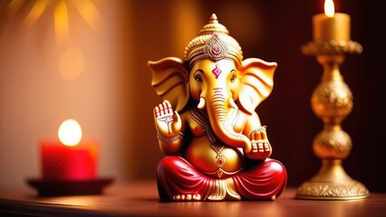 Indian elephant god Ganesha in New Year decoration