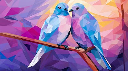 Cubist Love Birds