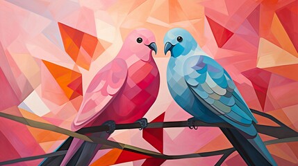 Cubist Love Birds