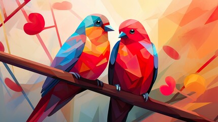 Cubist Love Birds