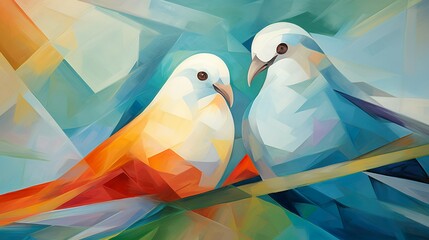 Cubist Love Birds