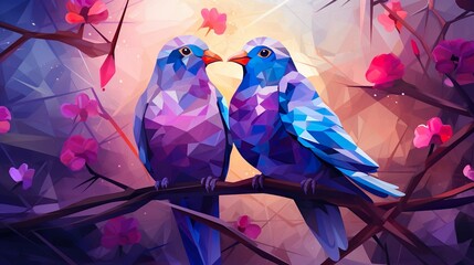 Cubist Love Birds