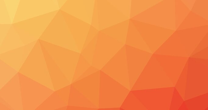 Geometric background with low poly design, orange color and smooth motion. Modern polygon style with triangle shapes as dynamic backdrop, trendy banner or simple template with copyspace for text.
