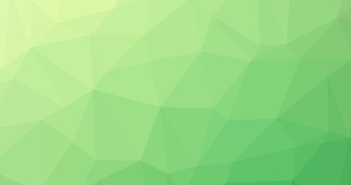 Abstract green background made of triangles. Geometric low poly design slowly moving past the screen.
