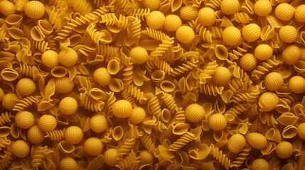 A rich tapestry of pasta; Background Abstract pattern. The essence of Italian culinary artistry in warm tones
