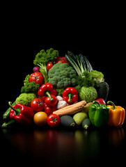 Vegetables isolated on black background wallpaper 