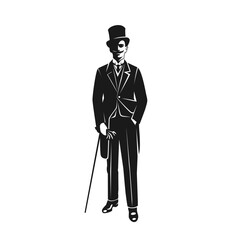 A gentleman stands with a cane.