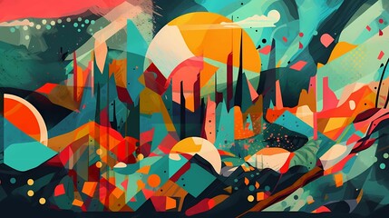 AI generated illustration of an abstract painting  featuring vibrant colors, perfect for wallpapers
