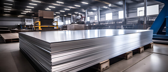 Ein Stapel mit Aliminium Metall in einer Fabrik