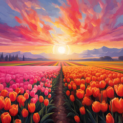 Field of Flowers: Vibrant Artwork Celebrating Nature's Splendor