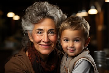 A portrait featuring a senior woman and her grandson, emphasizing the significance of family connections and the joy they bring.