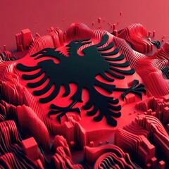Albania flag in abstract 3d digital art form, generative AI
