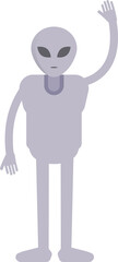 Alien Character Raising Hand Illustration
