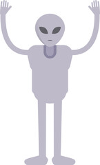 Alien Character Raising Hands
