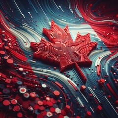 Canada flag in abstract 3d digital art form, generative AI