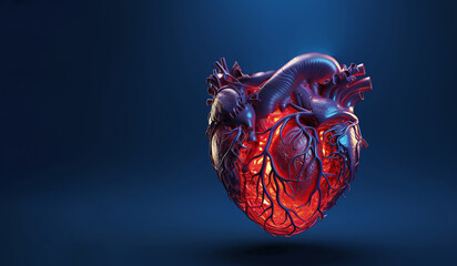 Medical Heart Modelб 3d illustration of human body heart anatomy - obrazy, fototapety, plakaty