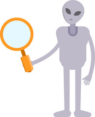 Alien Character Holding Magnifier
