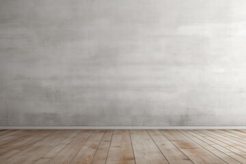 Concrete minimalist wall background with natural wood floor mock up