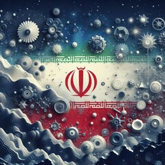 Islamic Republic of Iran flag in abstract 3d digital art form, generative AI