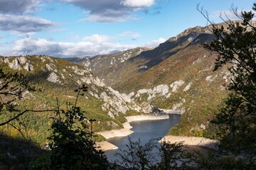 Fototapeta na wymiar Piva Canyon With Its Fantastic Reservoir Montenegro Balkans Europe