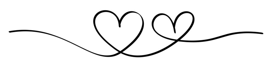 Twin Hearts Wavy Line Design