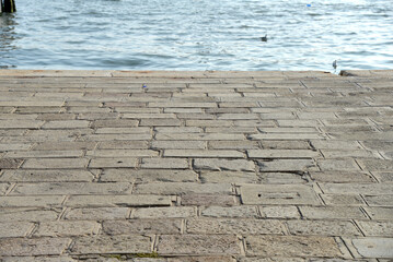 The Stone Venetian embankment closeup