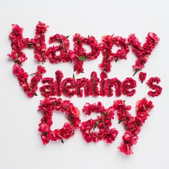 Happy Valentine's day greeting card made of flowers