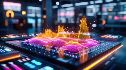 Digital technology network concept with blue abstract background, highlighting futuristic data and internet communication
