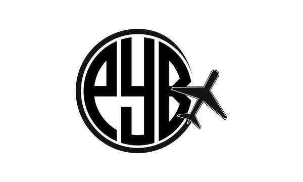 PYB three initial letter circle tour & travel agency logo design vector template. hajj Umrah agency, abstract, wordmark, business, monogram, minimalist, brand, company, flat, tourism agency, tourist